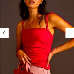 Anthropologie Pretty Pink tank with gathered sides L